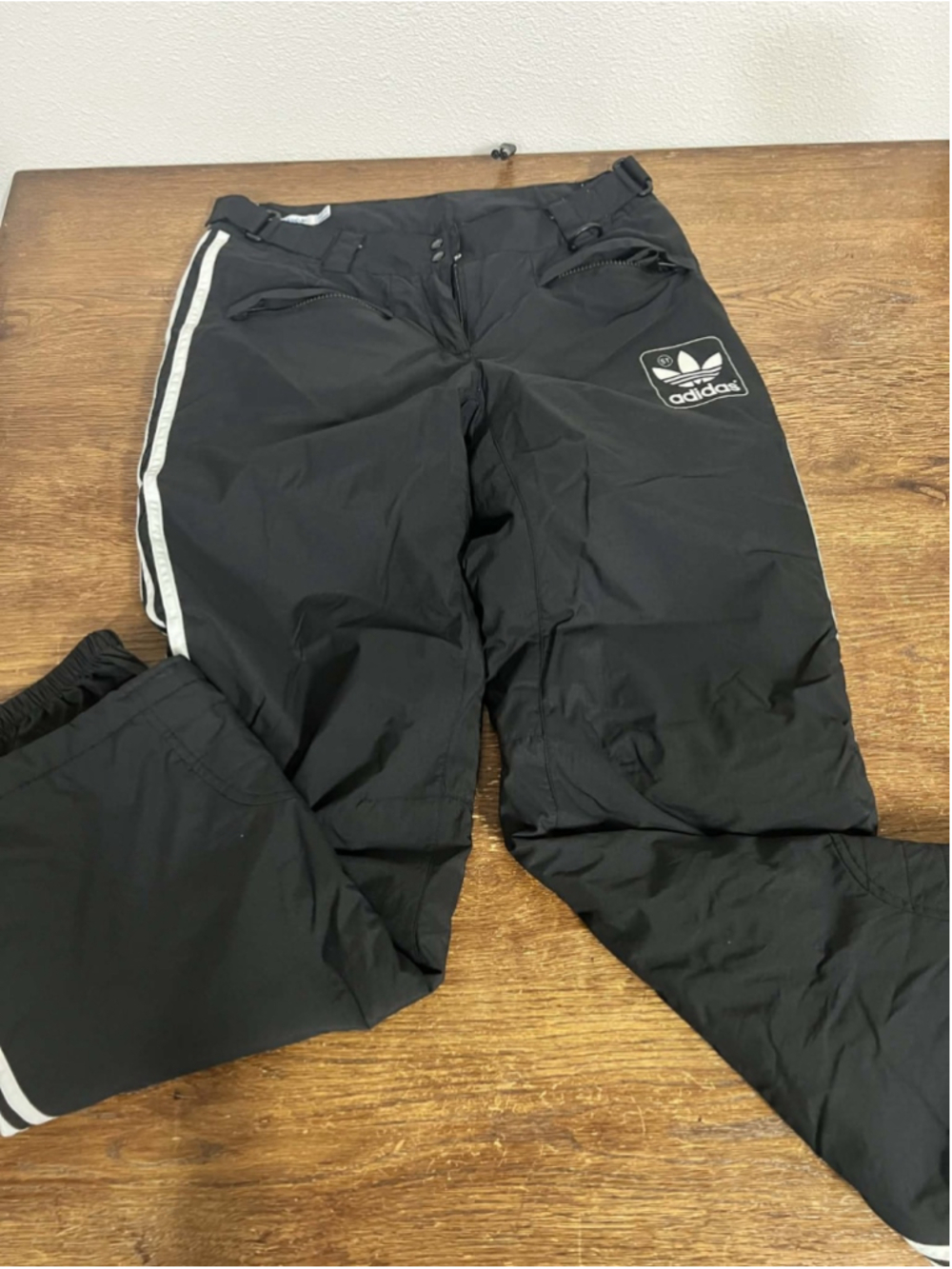 Adidas Originals Insulated Snow Pants Black Trefoil Logo Size Small Vintage Ski